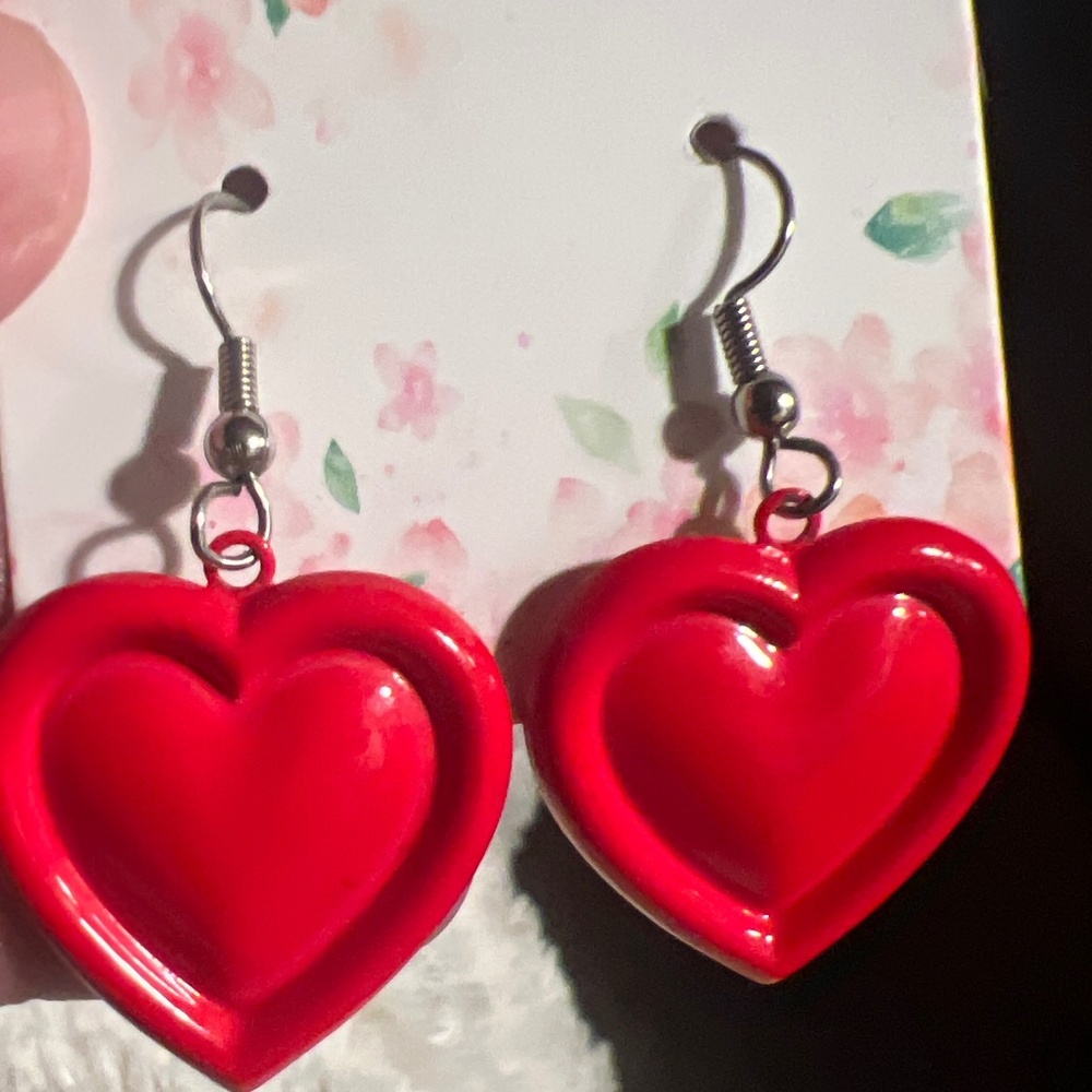 Vintage Red heart  earrings